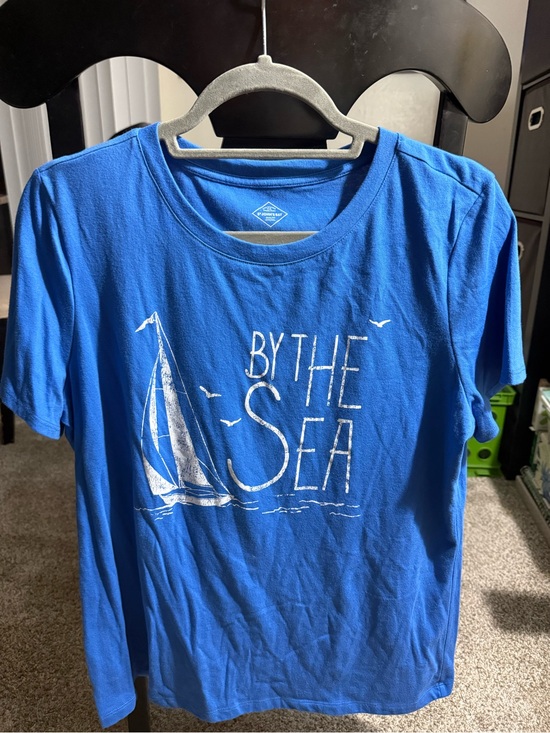 St. John's Bay Tops - Women's "By The Sea" Sailboat Graphic T-Shirt-Large